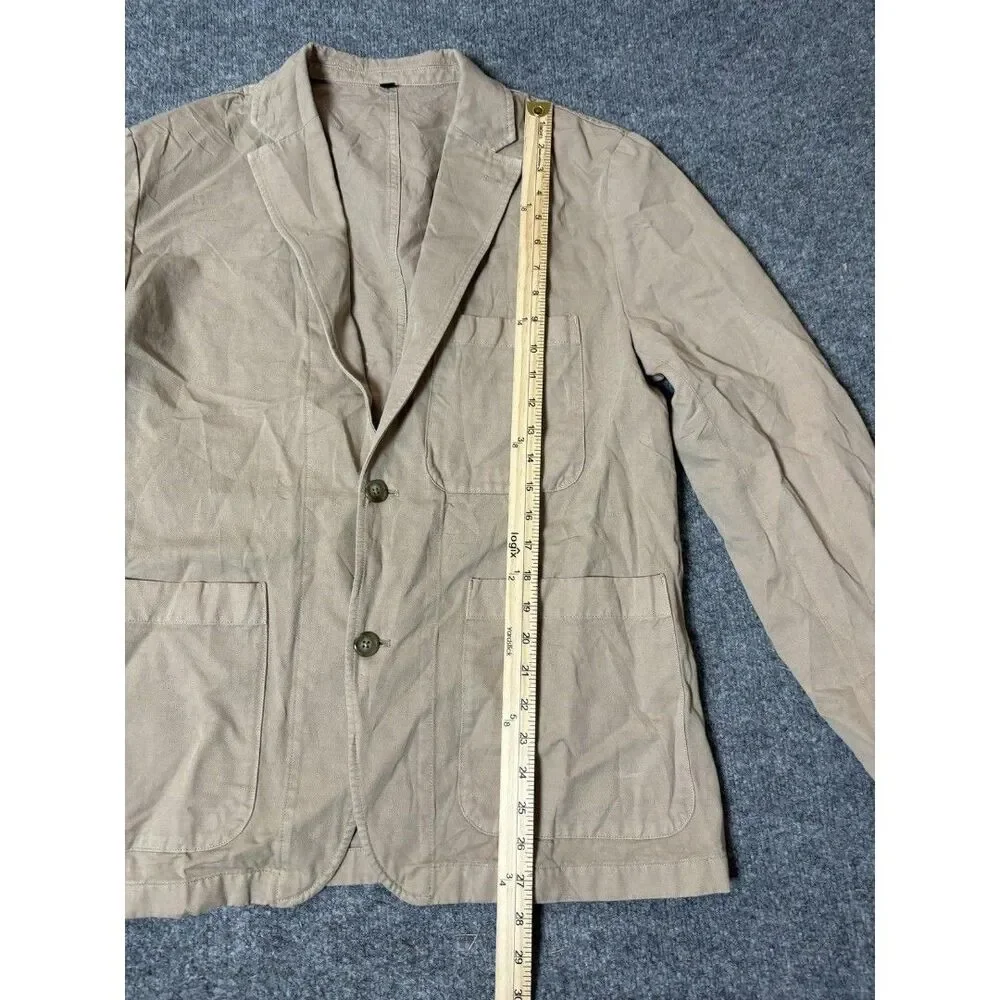 J.CREW Sport Coat Mens 42 Beige Cotton Linen 2 Btn Notch Blazer Casual